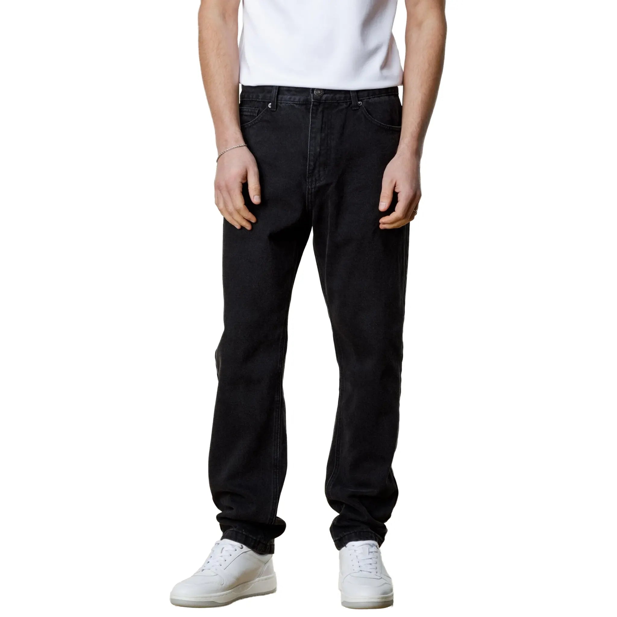 Front View of Belier Straight Leg Jeans Washed Black